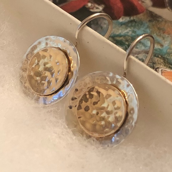 Rare Silpada Sterling Silver 14K Gold Plated Round Disc Earrings W1367 - Picture 10 of 14